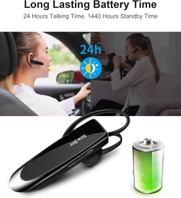 [2 Pack] Bluetooth Earpiece Wireless Handsfree Headset V5.0 24 Hrs Driving Headset with Mic 60 Days Standby Bluetooth Headset for iPhone Android Samsung Driver - Image 4