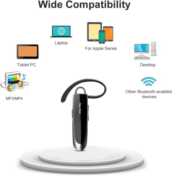 [2 Pack] Bluetooth Earpiece Wireless Handsfree Headset V5.0 24 Hrs Driving Headset with Mic 60 Days Standby Bluetooth Headset for iPhone Android Samsung Driver - Image 9