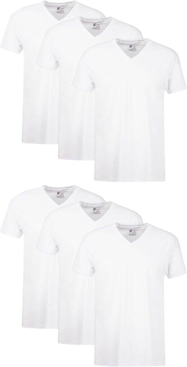 Hanes Mens Cotton, Moisture-wicking V-neck Tee Undershirts, Multiple Packs And Colors - Image 2