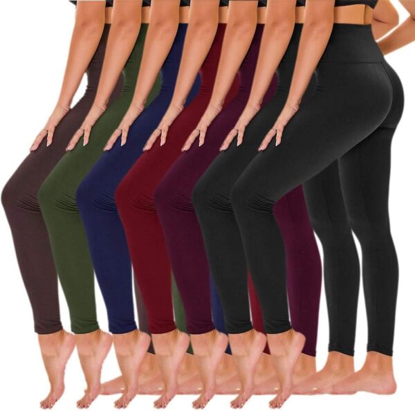 TNNZEET 7 Pack Leggings for Women - High Waisted Yoga Pants with Pockets Black Leggings Women Full Length & Capri - Image 2