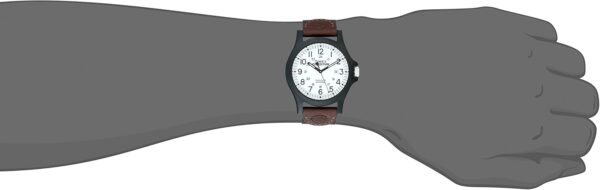 Timex Men's Expedition Acadia 40mm Watch – Black Case Black Dial with Black & Brown Leather & Fabric Strap - Image 7