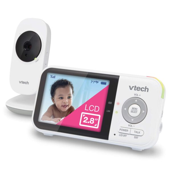 VTech VM819 Baby Monitor with Camera and Audio, 2.8” Screen Portable Baby Camera, Night Vision, 2-Way Audio, Temperature Sensor and Lullabies, Secure Transmission No WiFi, Ideal for Baby/Elderly/Pet - Image 2