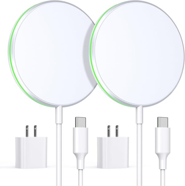 2 Pack Magnetic Wireless Charger 15W Apple Mag-Safe Charger with 20W Adapter for iPhone 16/15/14/13/12 Pro/Max/Plus/Mini AirPods 3/2/Pro 2/Pro Mag Safe Wireless Charging Pad with 5ft Charging Cable - Image 2