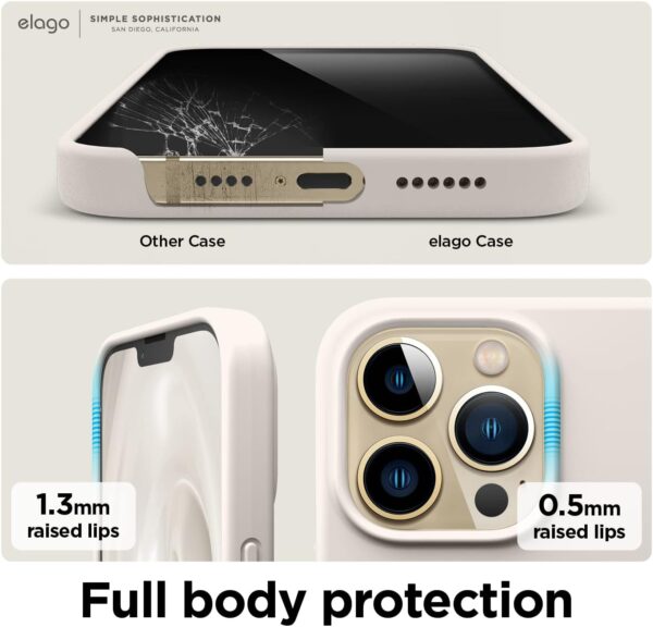 elago Compatible with iPhone 13 Pro Max Case, Liquid Silicone Case, Full Body Screen Camera Protective Cover, Shockproof, Slim Phone Case, Anti-Scratch Soft Microfiber Lining, 6.7 inch (Stone) - Image 6