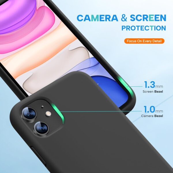 Miracase Designed for iPhone 11 Phone Case, with Screen Protector, Liquid Silicone Gel Rubber Full Body Drop Protection Shockproof Cover Phone Case for iPhone 11 6.1 inch (Black) - Image 7