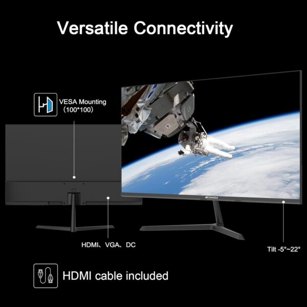 SANSUI 27 Inch Computer Monitor Full HD 1920 x 1080P 100Hz Free SYNC with HDMI, VGA Interface 100 x 100 mm VESA Mountable - Image 5