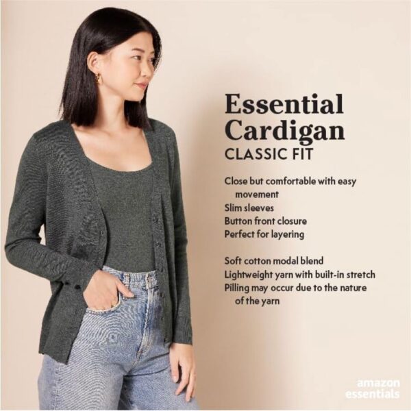 Amazon Essentials Women's Lightweight V-Neck Cardigan Sweater (Available in Plus Size) - Image 3