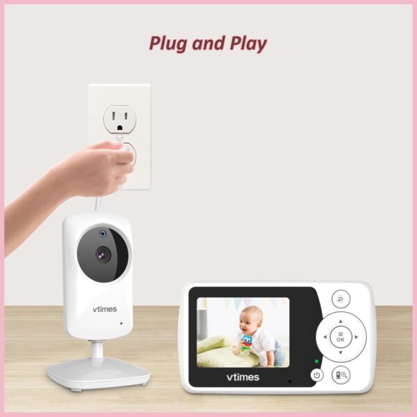 Baby Monitor with Camera and Audio, Video Baby Monitor No WiFi Night Vision, 2.4" LCD Screen Portable Baby Camera VOX Temperature Sensor Lullaby Alarm 1000ft Range, Ideal for Baby/Elderly/Pet - Image 8