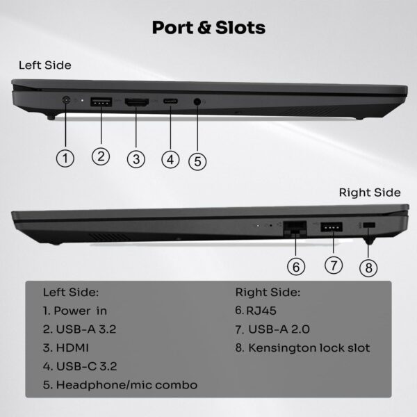 Lenovo V-Series V15 Business Laptop, 15.6" FHD Display, AMD Ryzen 7 7730U, 40GB RAM, 1TB SSD, Numeric Keypad, HDMI, RJ45, Webcam, Wi-Fi, Windows 11 Pro, Black - Image 6