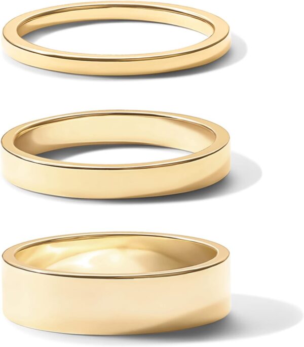 PAVOI 18K Gold Plated 3 Rings Set | Gold Stacking Rings for Women | Stacking Ring Set - Image 4