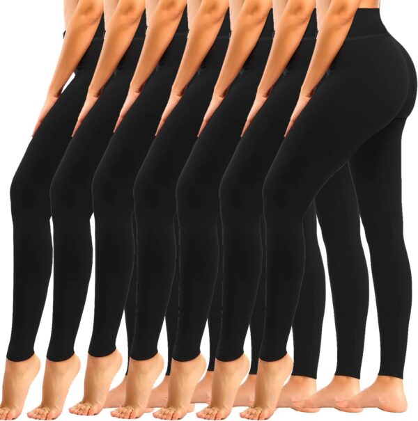 yeuG 7 Pack High Waisted Leggings for Women Tummy Control Soft Workout Yoga Pants - Image 2