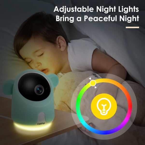 Baby Monitor with Camera and Audio, 1080P Baby Camera Monitor WiFi Smartphone App Control Night Vision 4.3” Screen 2-Way Talk Temperature & Humidity Sensor Lullabies Motion & Cry Detection iOS/Android - Image 8