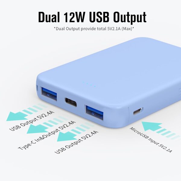 VANYUST S22 Portable Charger, Power Bank, 5000mAh External Battery Pack Compatible for iPhone 15 14 13 12 11 X Samsung S22 S21 Google iPad etc(Blue) - Image 5