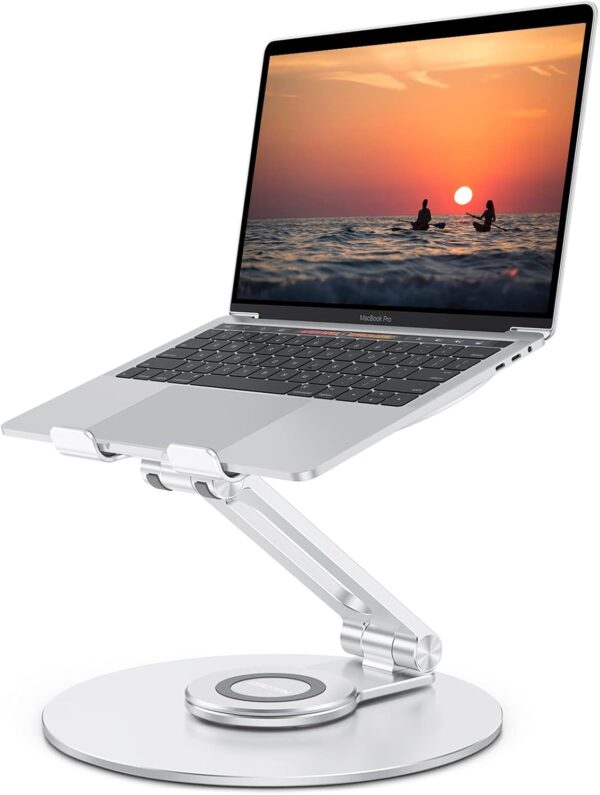 Adjustable Laptop Stand with 360 Rotating Base, OMOTON Ergonomic Laptop Riser for Collaborative Work, Dual Rotary Shaft Fully Foldable for Easy Storage, Fits MacBook / All Laptops up to 16 inches - Image 2