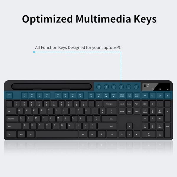 Wireless Keyboard and Mouse Combo, MARVO 2.4G Ergonomic Wireless Computer Keyboard with Phone Tablet Holder, Silent Mouse with 6 Button, Compatible with MacBook, Windows (Black) - Image 3