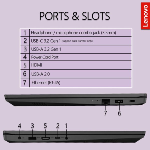 Lenovo V15 Laptop | 32GB RAM | 1TB PCIe SSD | Intel Celeron N4500 Processor | Intel UHD Graphics | 15.6" FHD 1080p Anti-Glare Display | Ethernet Port RJ-45 | Windows 11 Pro | WOWPC Recovery USB - Image 4