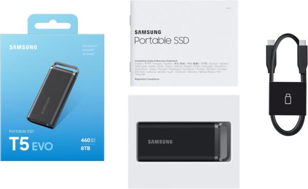 SAMSUNG T5 EVO Portable SSD 8TB, USB 3.2 Gen 1 External Solid State Drive, Seq. Read Speeds Up to 460MB/s for Gaming and Content Creation, MU-PH8T0S/AM, Black - Image 7