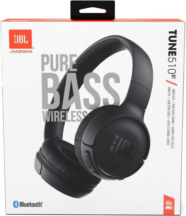 JBL Tune 510BT - Bluetooth headphones with up to 40 hours battery, microphone for call, foldable and comfortable, Android and iOs compatible (Black) - Image 4