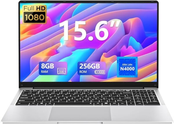 15.6 Inch Laptops, Laptop with 8GB RAM 256GB SSD, Gaming Laptop for N4000, Traditional Laptop Computers Full HD 1920X1080 Display WiF5 Mini-HDMI 180 Angle Opening Netbook For Student Business Work - Image 2