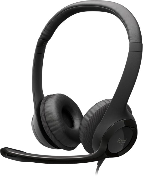 Logitech H390 Wired Headset for PC/Laptop, Stereo Headphones with Noise Cancelling Microphone, USB-A, in-Line Controls for Video Meetings, Music, Gaming and Beyond - Black - Image 2