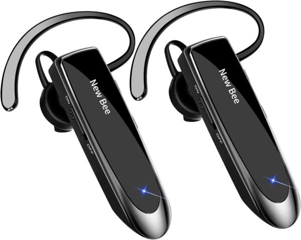 [2 Pack] Bluetooth Earpiece Wireless Handsfree Headset V5.0 24 Hrs Driving Headset with Mic 60 Days Standby Bluetooth Headset for iPhone Android Samsung Driver - Image 2