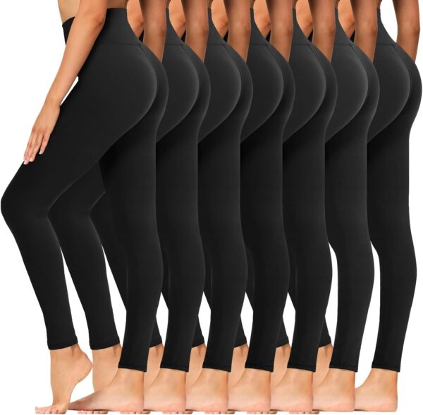 Syrinx 7 Pack Leggings for Women - High Waisted Tummy Control Soft Yoga Pants for Workout Running - Image 2