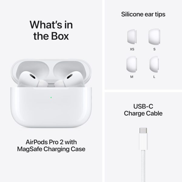 Apple AirPods Pro 2 Wireless Earbuds, Active Noise Cancellation, Hearing Aid Feature, Bluetooth Headphones, Transparency, Personalized Spatial Audio, High-Fidelity Sound, H2 Chip, USB-C Charging - Image 8