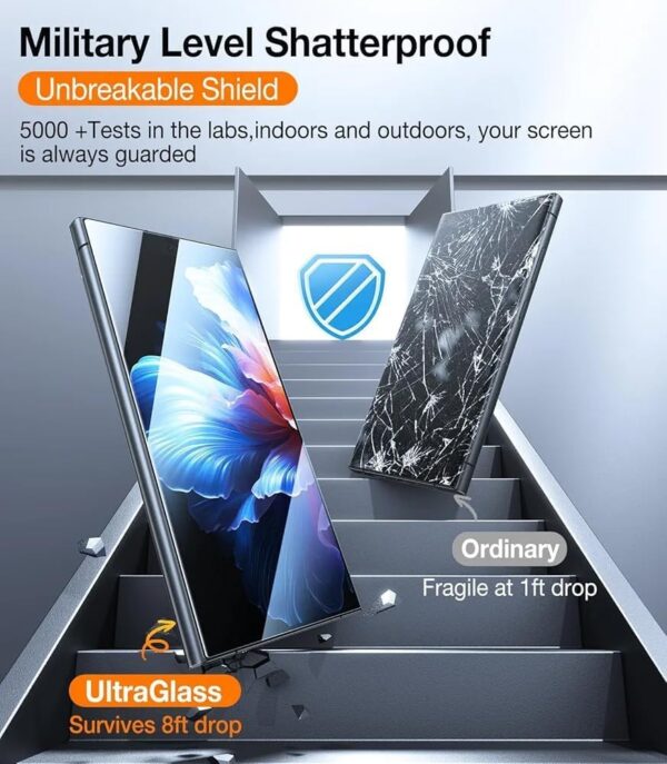 UltraGlass Unbreak TOP 9H+ Glass for Samsung Galaxy S24 Ultra Screen Protector [Military Grade Shatterproof & Longest Durable] Screen Protector S24 Ultra Tempered Glass, Auto Install, 2 Pack [Clear] - Image 4