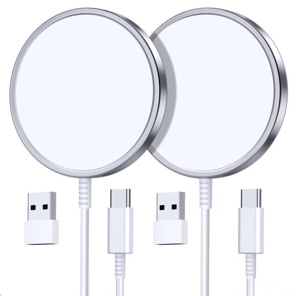 2 Pack Magnetic Wireless Charger for iPhone 16 Pro Max/16 Pro/16 Plus/16/15/15 Pro/15 Plus/15 Pro Max 15W Fast Mag Safe Charger Pad for iPhone 16/15/14/13/12 Series and AirPods 3/2/Pro 2/Pro - Image 2