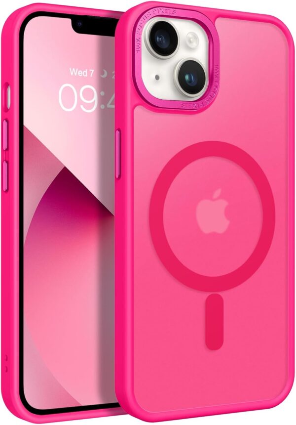 BENTOBEN Magnetic for iPhone 13 Case & iPhone 14 Case [Compatible with Magsafe] Translucent Matte Phone Case iPhone 13/14 Slim Shockproof Women Men Protective Cover for iPhone 13/14 6.1", Hot Pink - Image 2