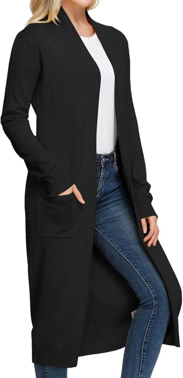 GRACE KARIN Essential Solid Open Front Maxi Long Knitted Cardigan Sweater for Women - Image 4