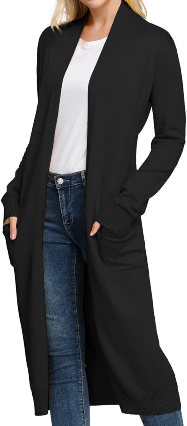 GRACE KARIN Essential Solid Open Front Maxi Long Knitted Cardigan Sweater for Women - Image 3