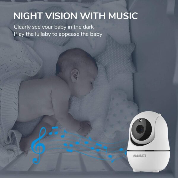 ANMEATE Child Monitor with Distant Pan-Tilt-Zoom Digital camera,Giant Show Video Child Monitor with Digital camera and Audio |Infrared Night time Imaginative and prescient |Two Manner Speak | Room Temperature| Lullabies and 960ft Vary（Black） - Image 8