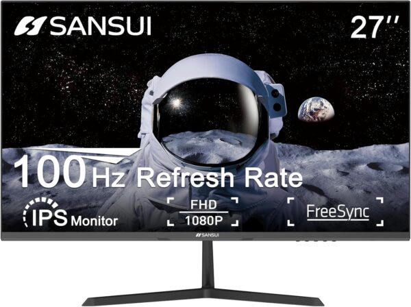 SANSUI 27 Inch Computer Monitor Full HD 1920 x 1080P 100Hz Free SYNC with HDMI, VGA Interface 100 x 100 mm VESA Mountable - Image 2