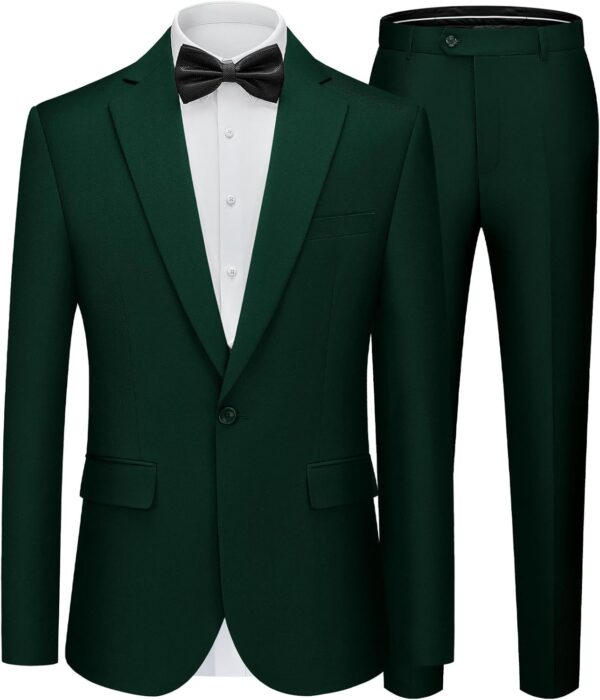 WEEN CHARM Men's Suits Slim Fit 2 Piece One Button Blazer Jacket Wedding Prom Tuxedo Pants Set - Image 2