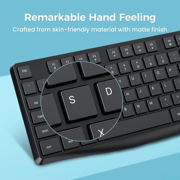 Lovaky MK98 Wireless Keyboard, 2.4G Ergonomic, Computer Keyboard, Enlarged Indicator Light, Full Size PC Keyboard with Numeric Keypad for Laptop, Desktop, Surface, Chromebook, Notebook, Black - Image 6