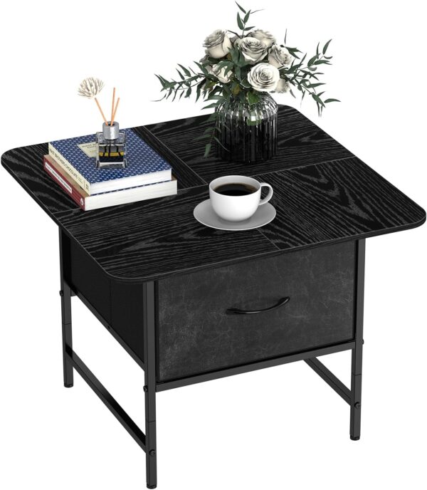 Shinoske Square Coffee Table with Storage Drawer,Small Black Coffee Tables for Living Room,2-Tier Farmhouse Center Table with Round Corners for Small Space,Small Apartment,Office - Image 10