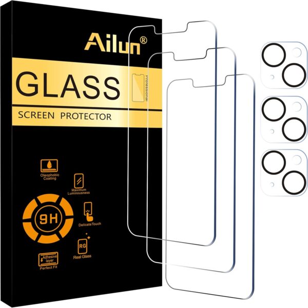 Ailun 3 Pack Screen Protector Compatible for iPhone 14 Plus[6.7 inch] + 3 Pack Camera Lens Protector,Case Friendly Tempered Glass Film,[9H Hardness] - HD - Image 2