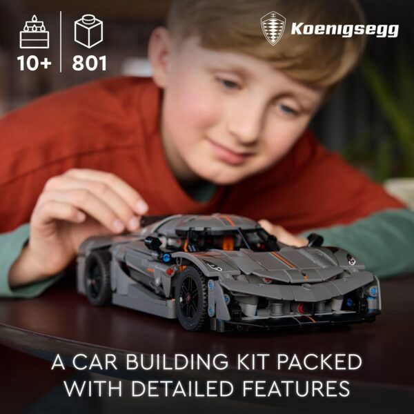 LEGO Technic Koenigsegg Jesko Absolut Grey Hypercar, Sports Car Building Toy Set for Boys and Girls, Vehicle Racing Car for Kids, Buildable Model Kit, Sports Car Toy, Motor Enthusiasts’ Gift, 42173 - Image 3