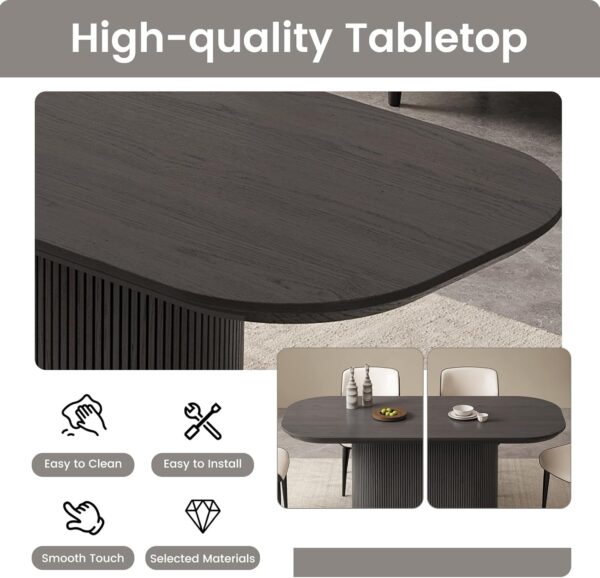 62.99" Oval Dining Table, Modern Kitchen Table for 6 People, Indoor Rectangular Dining Room Table for Kitchen, Bar, Living Room, Home, Dark Grey, Table Only - Image 6