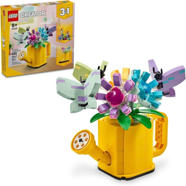 LEGO Creator 3 in 1 Flowers in Watering Can Building Toy Set - Fun, Creative Activity for Kids, Girls and Boys, Ages 8+ - Options to Build Rain Boots or Birds - 31149 - Image 2