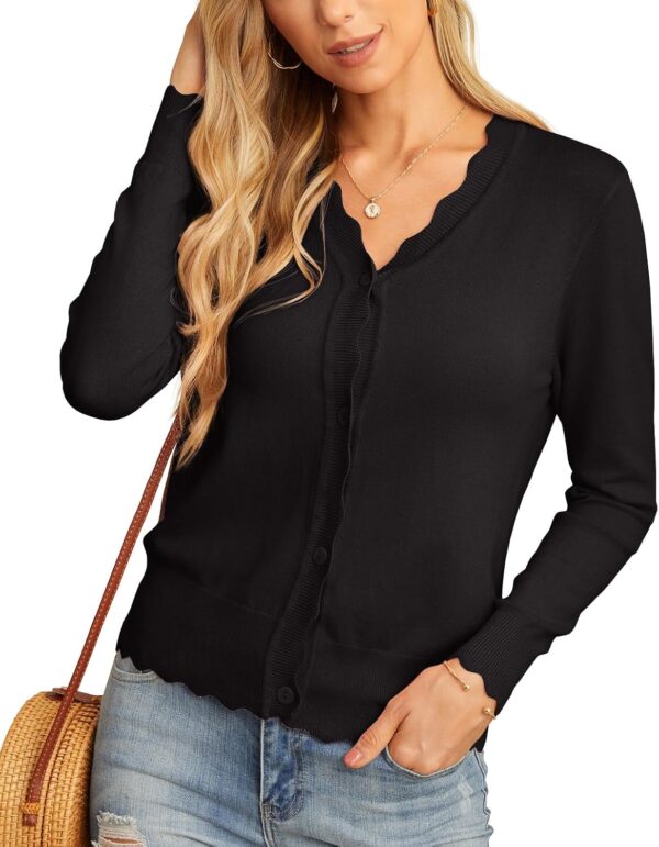 GRECERELLE Women's Long Sleeve V-Neck Button Down Cardigan Knit Shrugs Sweater - Image 4