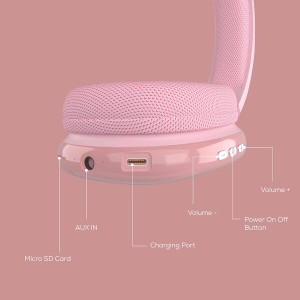 Gabba Goods Wireless Over Ear Bluetooth Headphones with Microphone - Wireless Headset -Noise Reduction - Bluetooth, Wired,Built in Micro SD for Travel, Home, Work TV,PC,Gaming,Cellphone (Pink) - Image 8