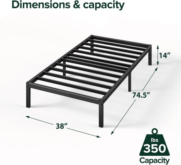 ZINUS 14 Inch Elias Metal Platform Bed Frame, Steel Support, No Box Spring Needed, Easy Assembly, Twin - Image 3