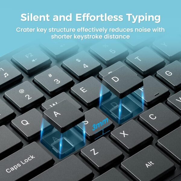 Lovaky MK98 Wireless Keyboard, 2.4G Ergonomic, Computer Keyboard, Enlarged Indicator Light, Full Size PC Keyboard with Numeric Keypad for Laptop, Desktop, Surface, Chromebook, Notebook, Black - Image 7