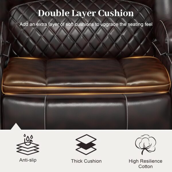 3 Seater Recliner Sofa Set with 2-Tier Cushion, 3+1 Pieces in Living Room, 3 Seater Reclining Couch Leather with Removable Console, 1 Oversize Recliner Chair Sofa Seat - Image 6