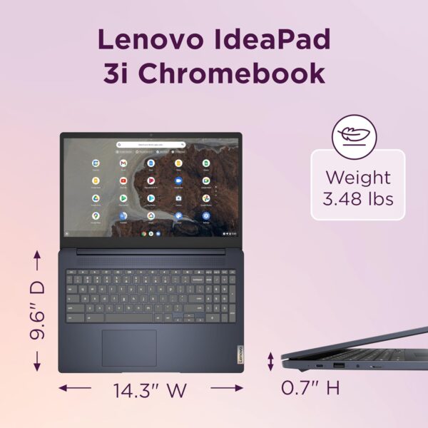 Lenovo IdeaPad 3i Chromebook, 15.6” FHD Display, Intel Celeron N4500, 8GB RAM, 64GB eMMC, 1920x1080 px, 720p Camera, Chrome OS, Abyss Blue - Image 8