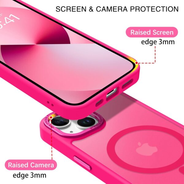 BENTOBEN Magnetic for iPhone 13 Case & iPhone 14 Case [Compatible with Magsafe] Translucent Matte Phone Case iPhone 13/14 Slim Shockproof Women Men Protective Cover for iPhone 13/14 6.1", Hot Pink - Image 6