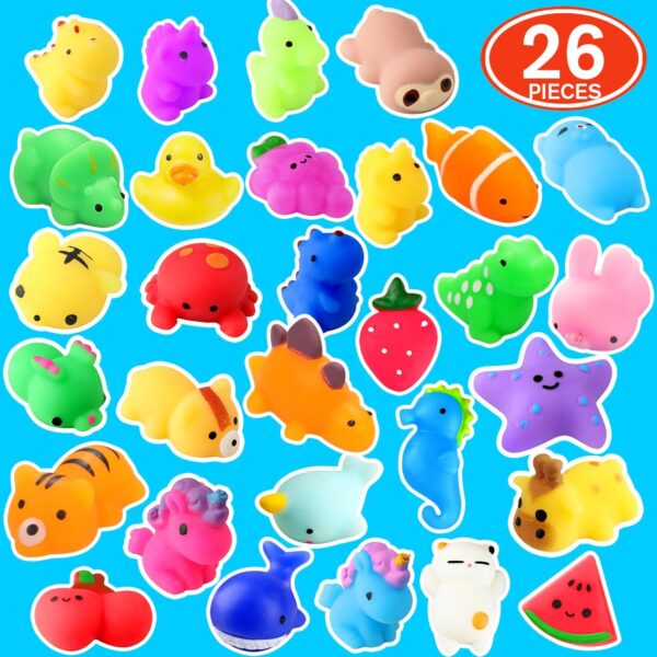 Squishies, 26 Pack Mochi Squishy Toys - Kawaii Cat Squishys Slow Rising Animals - Party Favors, Goodie Bag, Birthday Gifts, Mini Squishies Stress Reliever Toy Pack - Image 5