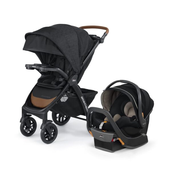 Chicco Bravo Primo Trio Travel System, Quick-Fold Stroller with Chicco KeyFit 35 Zip Extended-Use Infant Car Seat and Stroller Combo | Springhill/Black - Image 2